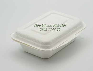 Hộp bã mía 1 ngăn nắp liền 600ml 